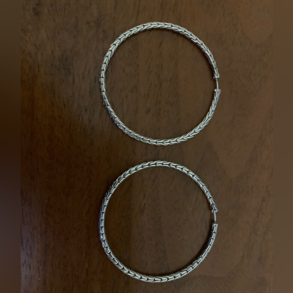John Hardy Sterling silver classic chain large hoop earrings